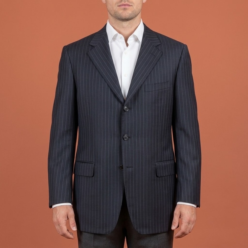 Canali Elite Mens 100% Pure Wool Pinstripe Blazer Jacket Size 50‎ R 40 US EUC